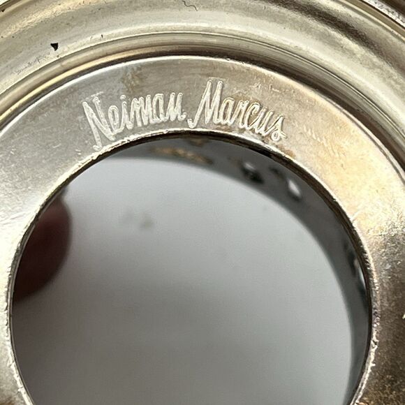 Vintage Neiman Marcus Silver Plated Filigree Glass Candle Holder Italy 3' Tall - Picture 5 of 7